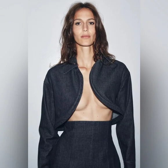 ZARA WOMAN COLLECTION WIDE LEG ULTRA HIGH-WAISTED JEANS - Picture 5 of 16